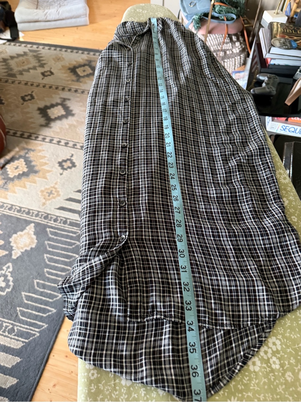 Madewell Black White Plaid Flannel Shirt Dress Size XL - Picture 6 of 7